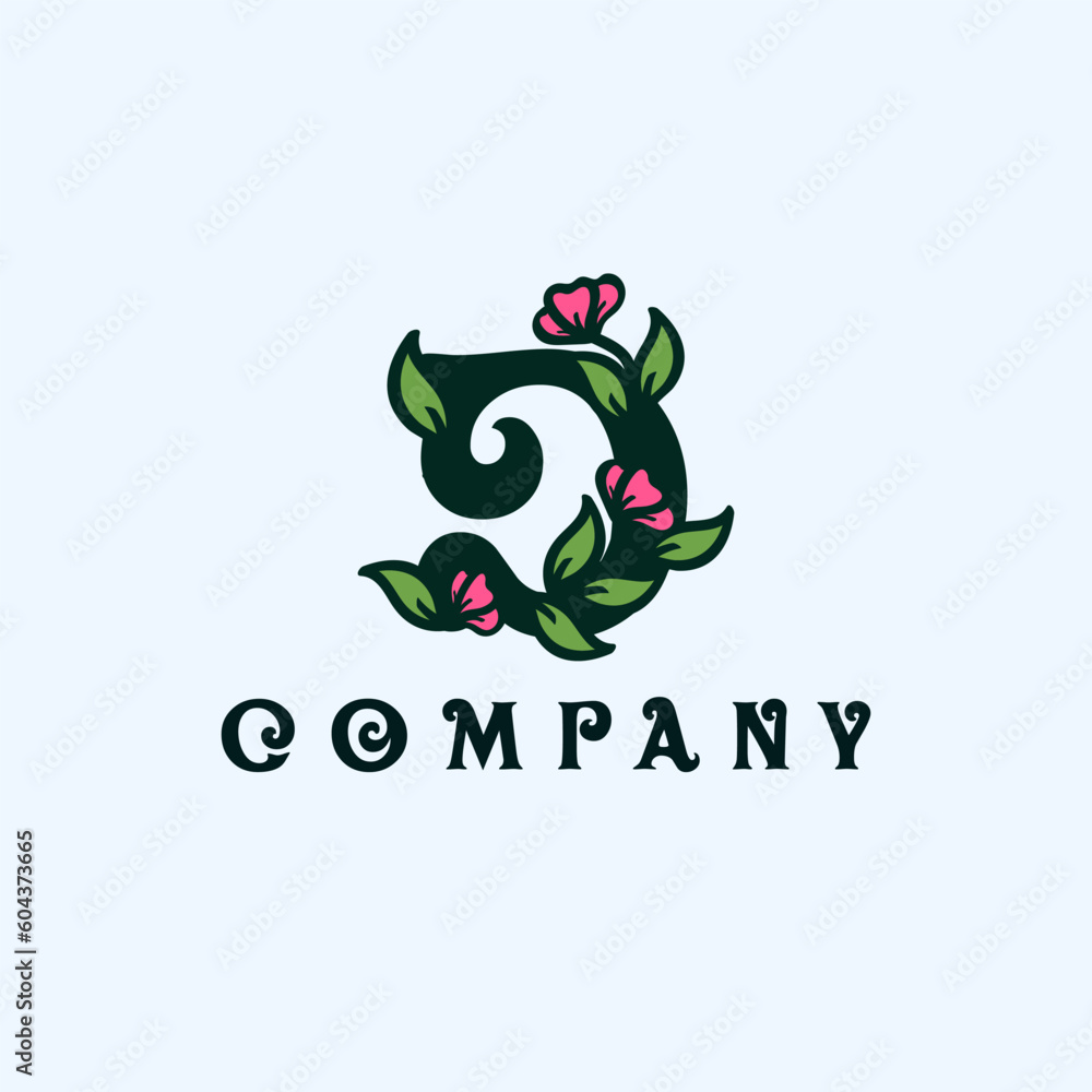 Modern letter D flower logo illustration design