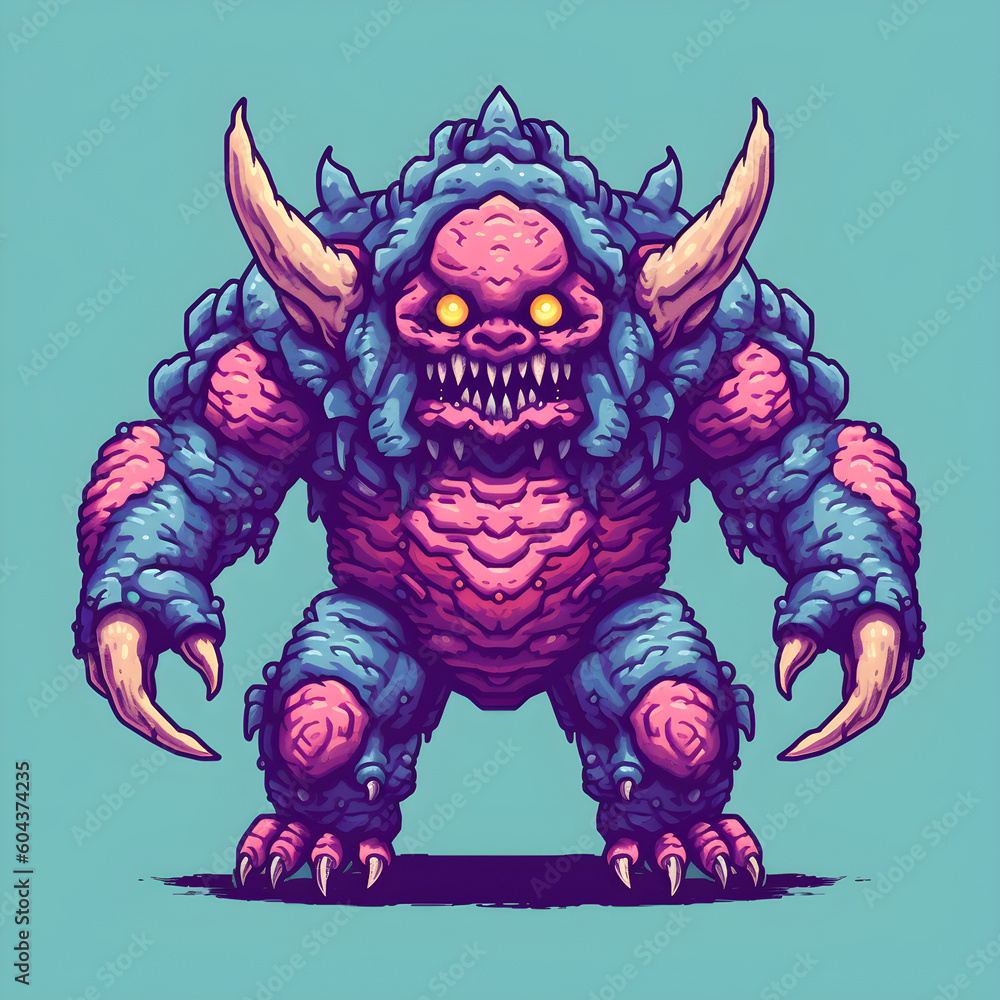 2D Pixel Art Monster Boss: Gaming Character for RPG Fantasy Stock ...