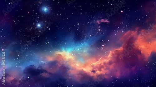 View of universe with stars and amazing colorful and deep blue dark generative ai 
