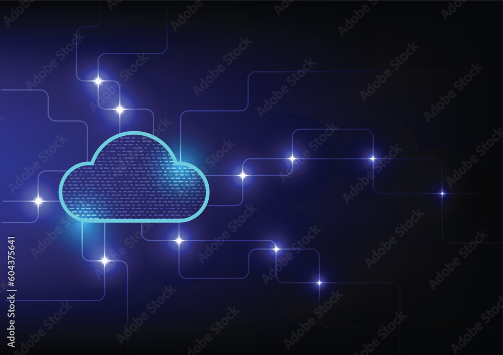 Cloud Technology, illustration concept. High-speed connection data analysis, background digital data services innovation