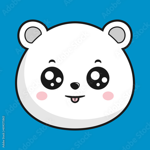 Fototapeta Naklejka Na Ścianę i Meble -  Polar Bear Tongue Out Face Head Kawaii Sticker Isolated