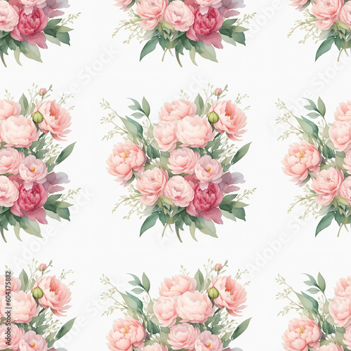 seamless texture watercolor peonies © Алена Харченко
