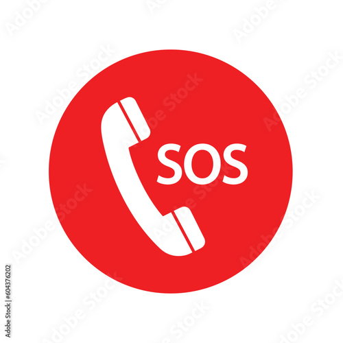 sos call icon phone, vector sos call help on phone sign	