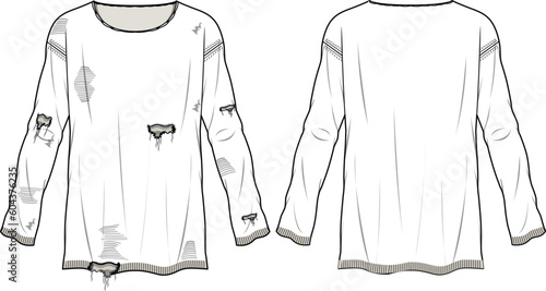 DISTRESSED TUNIC TWEAK TOP AND SHIRT VECTOR