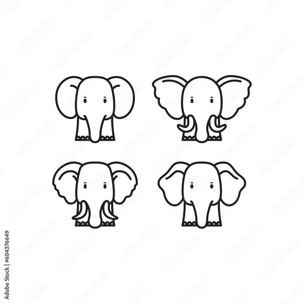 elephant line drawing illustration isolated vector