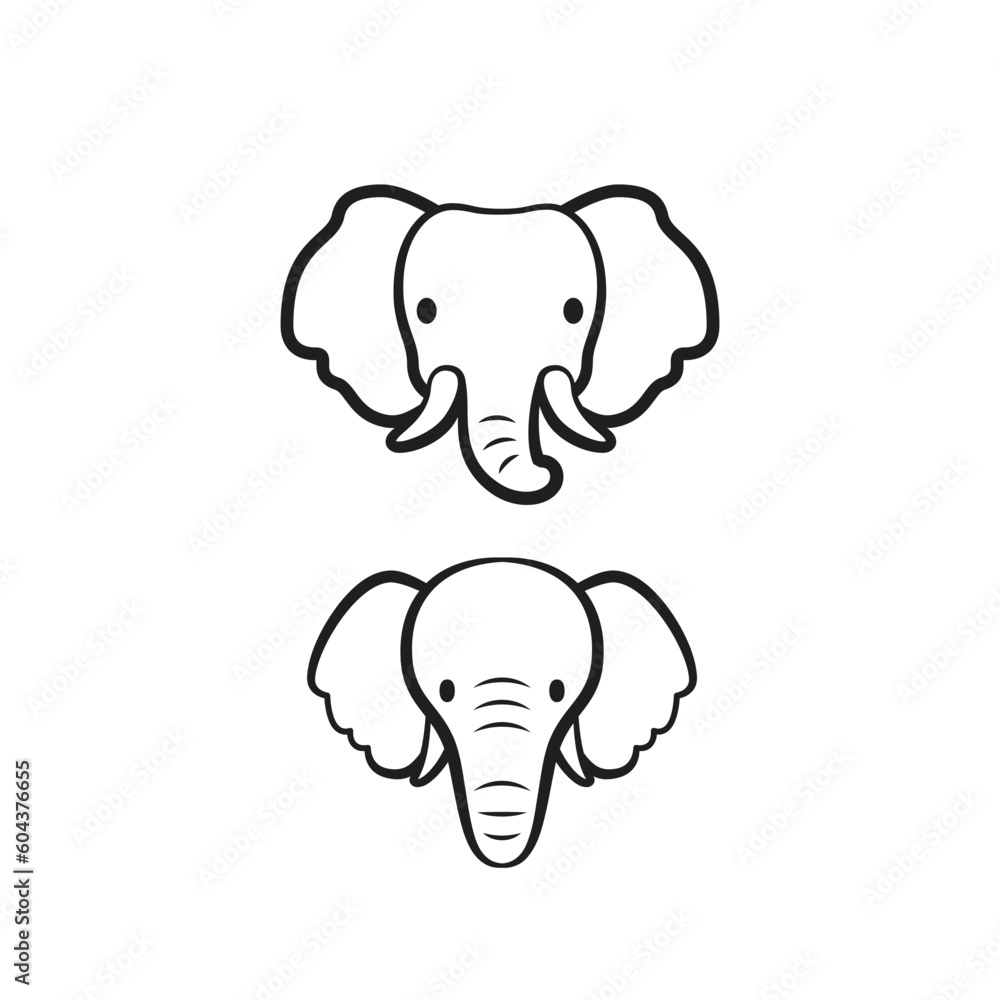 elephant line drawing illustration isolated vector