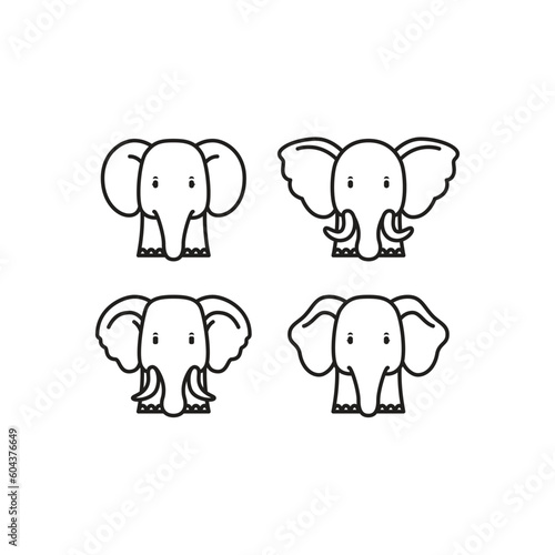 elephant line drawing illustration isolated vector © poponair