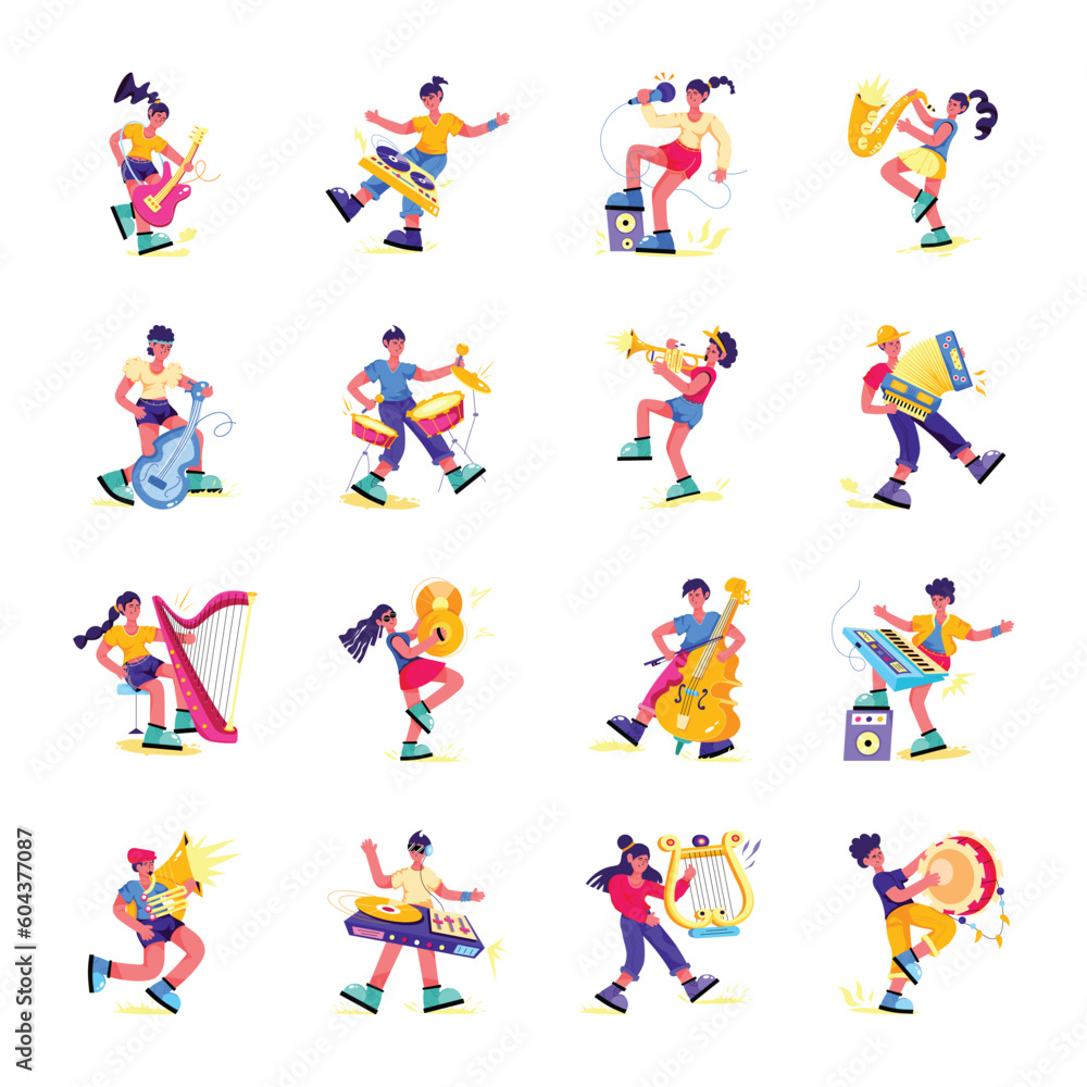 Pack of Professional Musicians Flat Illustrations
Pack of Professional Musicians Flat Illustrations