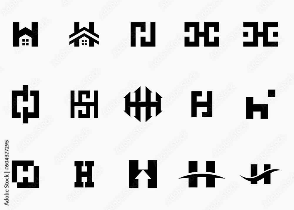 Initials Letter H logo design, Set Logo Design Icon Symbol Initials Letter H logo design, Set Logo Design Icon Symbol