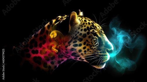 colored smoke motif animals