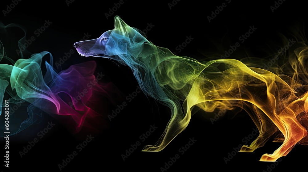 colored smoke motif animals