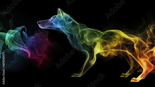 colored smoke motif animals