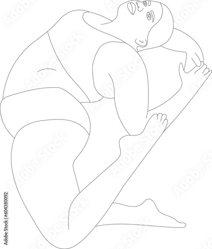 illustration girl toasty yoga sport asana orange background pose smile black white sketch art print drawing plus size woman 
