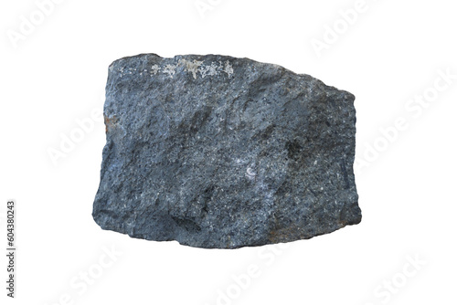 Isolated a piece of andesite aphanitic igneous rock stone on white background. photo