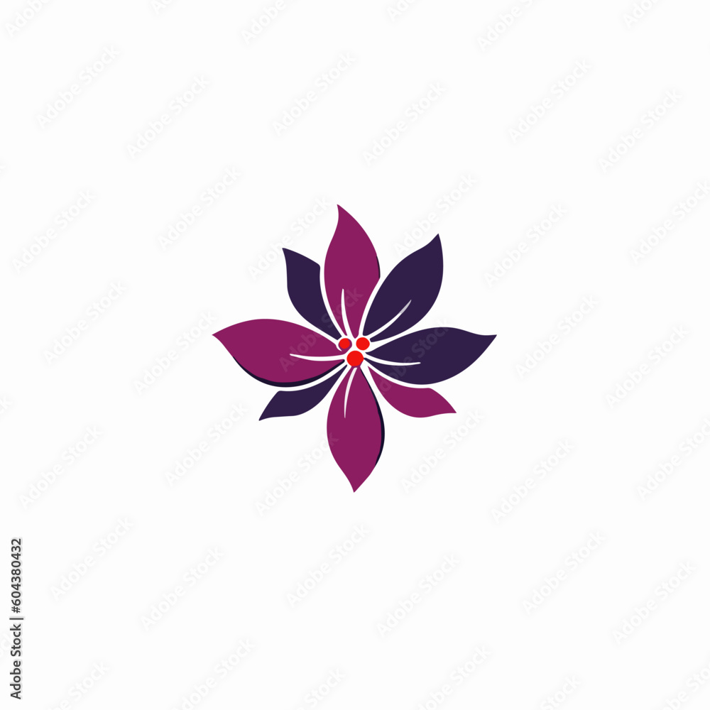 Illustration design of a flower logo, purple and red color