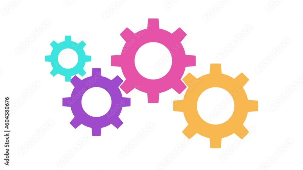 animated gear proces colorful logo icon green screen animated gear proces colorful logo icon green screen
