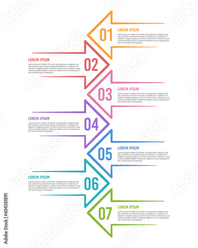 Infographic business timeline 7 step arrows. Vector illustration. © Inactive