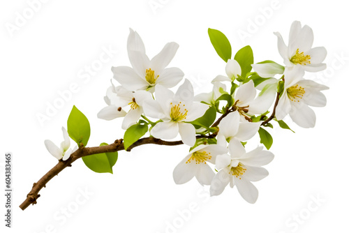 Fotografie, Obraz white flowers of tree on white. Generative Ai
