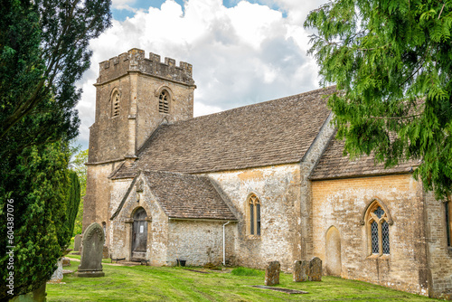 The Anglo-Saxon Church of the Holy Rood in the village of Daglingworth,  Cotswolds, Gloucestershire, United Kingdom photo