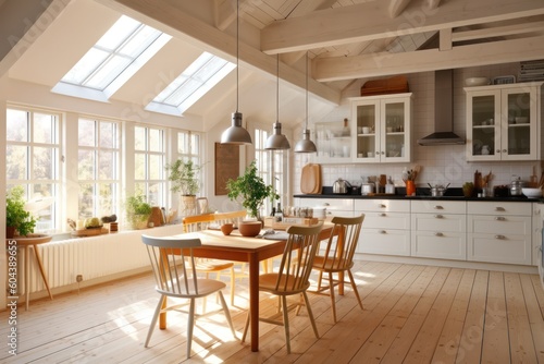 traditional scandinavian kitchen and dining table