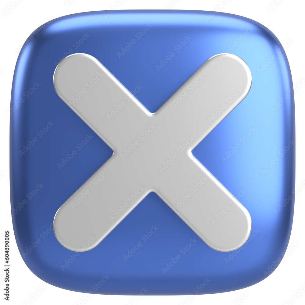 Fototapeta premium 3D close button. Cross sign. 3D illustration.