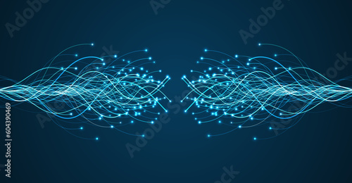 Ai technology. Concept of artificial intelligence. Blue and dots lines. Digital, communication, science, networks