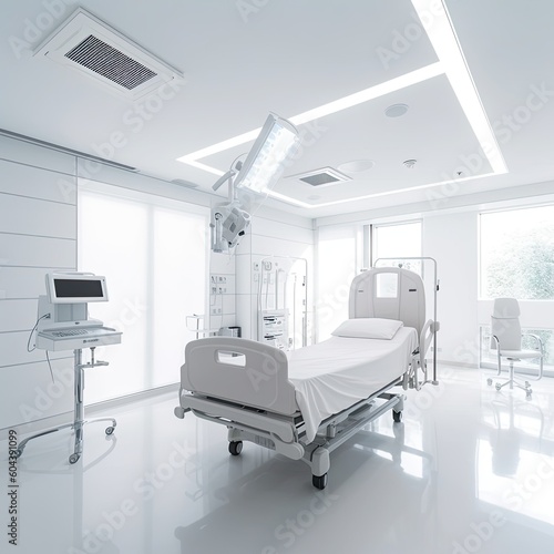 Modern hospital room interior design Comfortable medical equipped in a modern hospital AI generated.