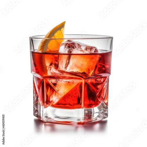 Negroni Cocktail isolated on white (generative AI)