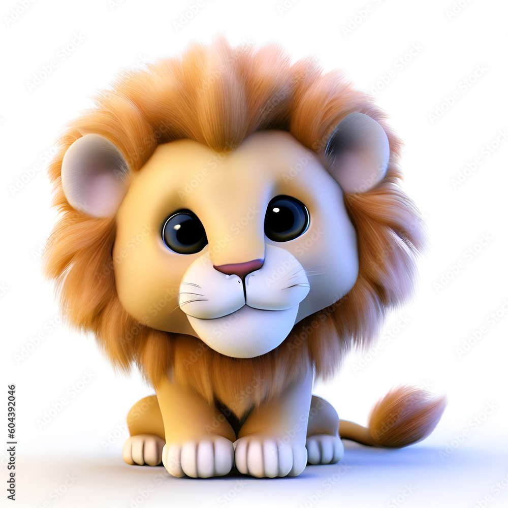 Cartoonish 3D Lion Illustration, Generative AI Cartoonish 3D Lion Illustration, Generative AI