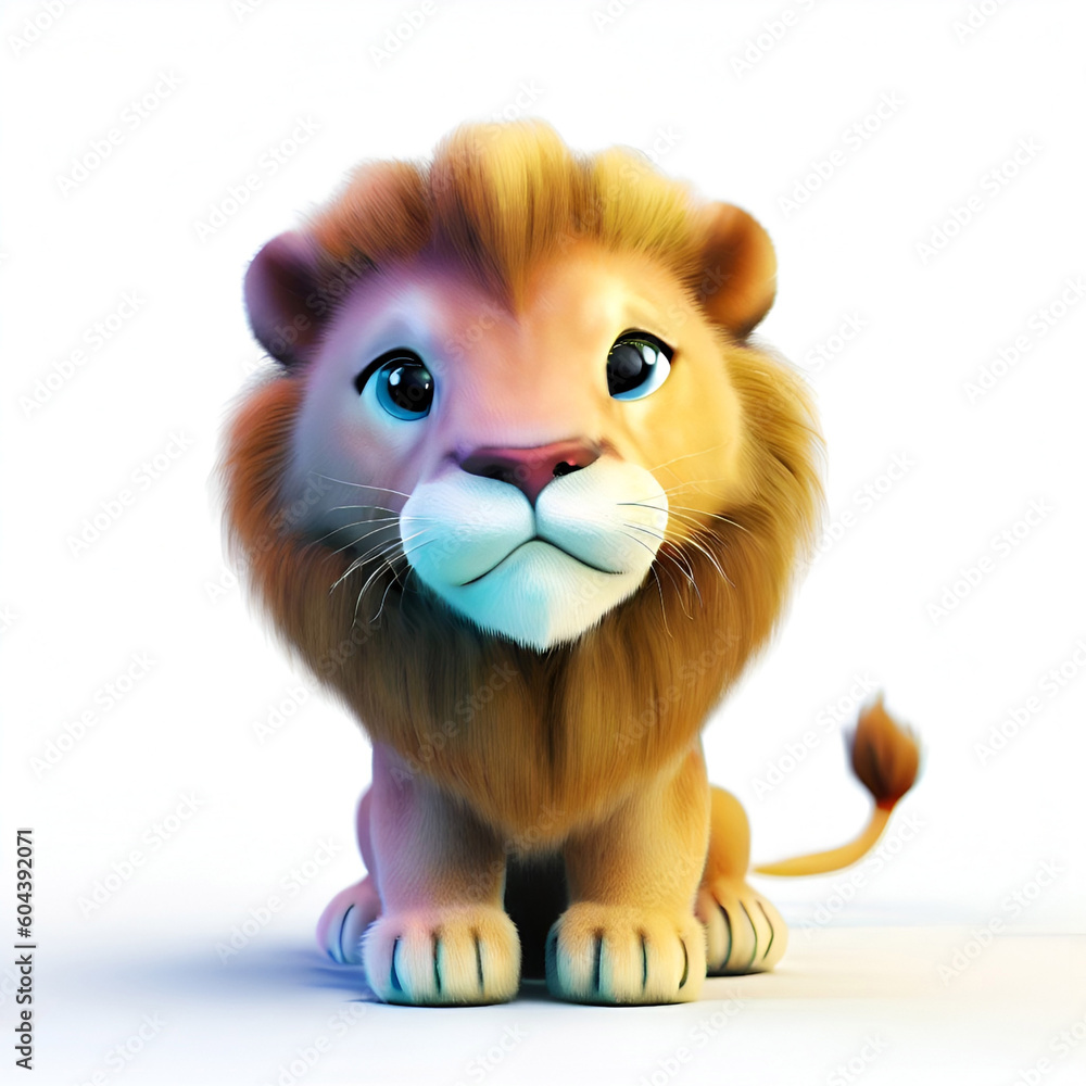 Lion King in Cute 3D Style, Generative AI Lion King in Cute 3D Style, Generative AI
