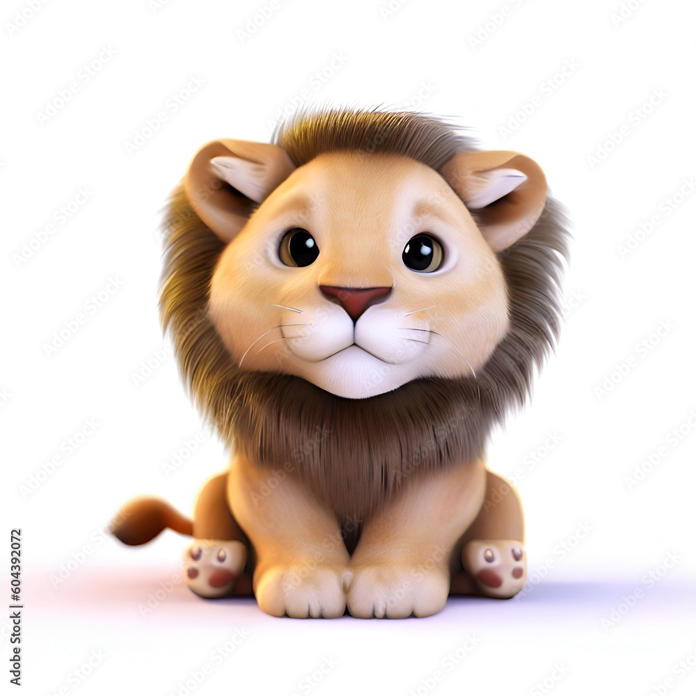 Playful 3D Lion Character, Generative AI Playful 3D Lion Character, Generative AI