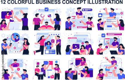 Colorful Business Concept Illustration Set
