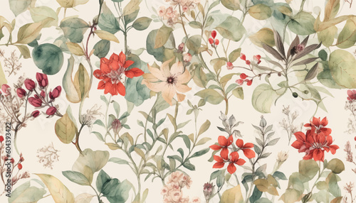 Vintage botanical wallpaper seamless pattern. Floral abstract print. Artistic seamless pattern. Fashionable template for design