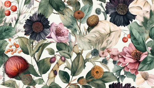 Vintage botanical wallpaper seamless pattern. Floral abstract print. Artistic seamless pattern. Fashionable template for design