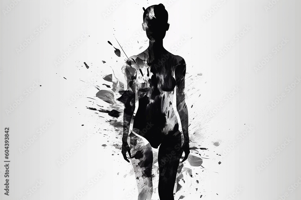 Ink painting of human shape vector illustration. Ai generated Ink painting of human shape vector illustration. Ai generated