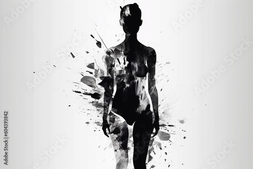 Ink painting of human shape vector illustration. Ai generated
