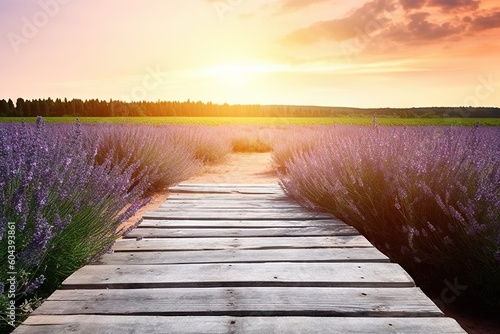 Vibrant Blooms. Beauty of Sunlit Fields. Purple Flowers in a Natural Background. Relaxing Lavender at Sunset in Summer Garden