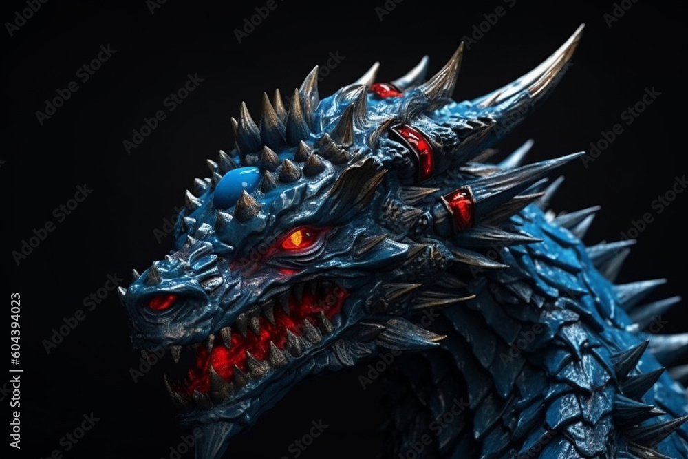 Blue dragon close up photography. AI generated Blue dragon close up photography. AI generated