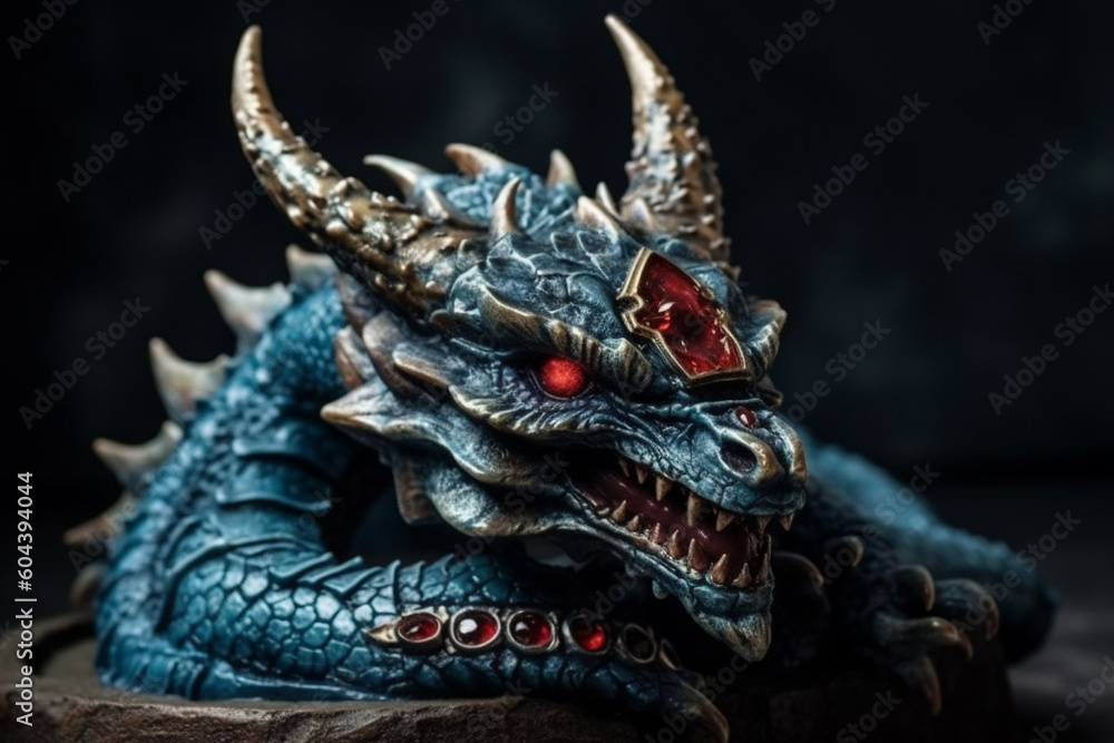 Blue dragon close up photography. AI generated Blue dragon close up photography. AI generated