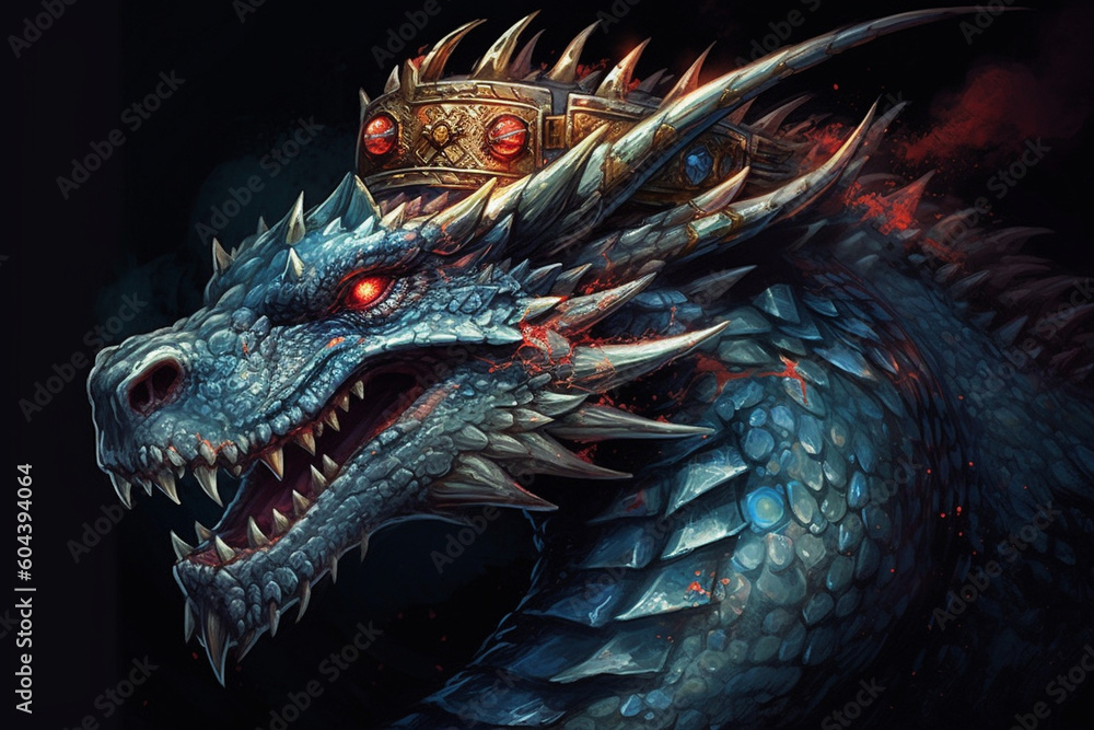 Blue dragon close up photography. AI generated Blue dragon close up photography. AI generated