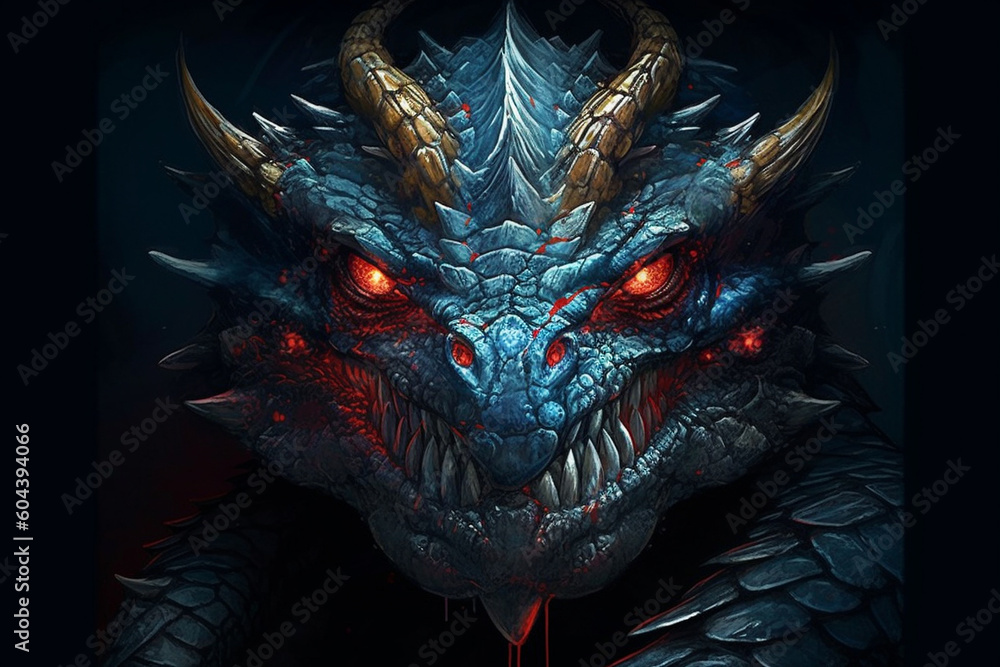 Blue dragon close up photography. AI generated Blue dragon close up photography. AI generated