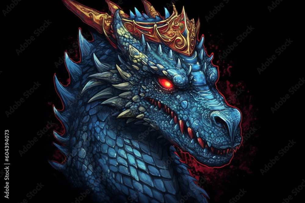 Blue dragon close up photography. AI generated Blue dragon close up photography. AI generated