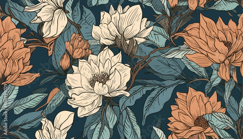 Bright floral abstract print. Artistic seamless pattern. Fashionable template for design