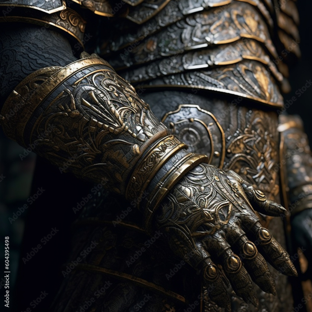 Cybernetics enhanced warriors armor. AI digital art.