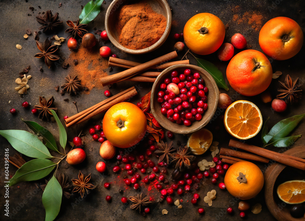 fruit and spice ingredients of fall and winter