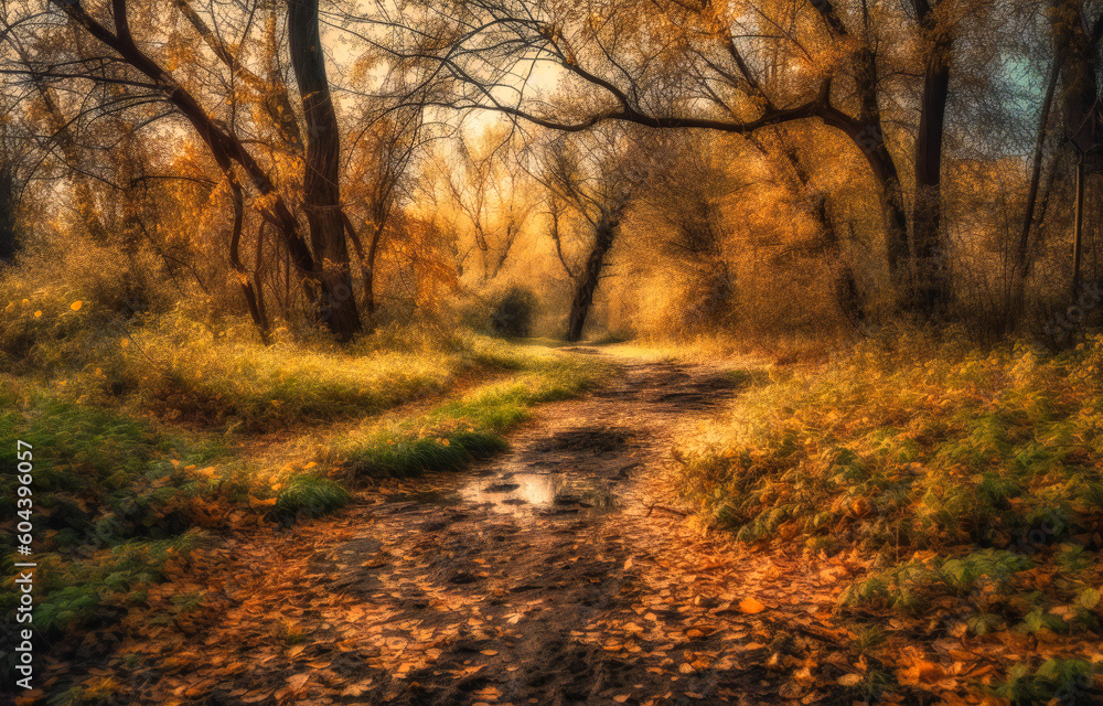 Fototapeta premium a path through an autumn park