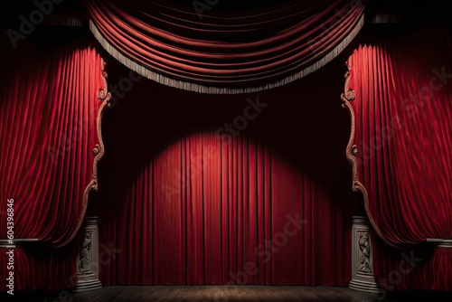 theater curtains theate stage with fancy red curtains photo