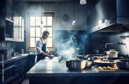 chef making pasta in kitchen