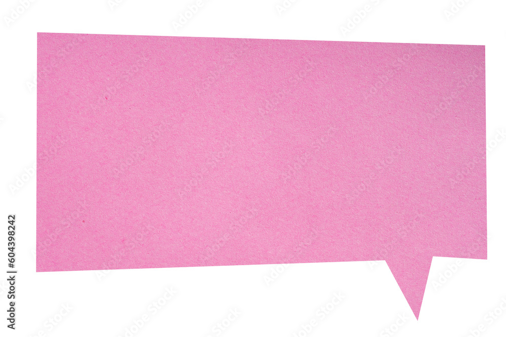 Pink paper speech bubble on transparent background Pink paper speech bubble on transparent background