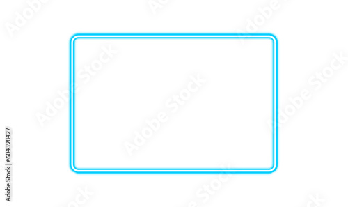 Blue neon frame on transparent background. Png frame.